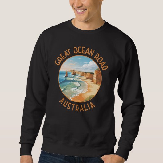 Great Ocean Road Australien Distressed Circle Retr Sweatshirt (Vorderseite)