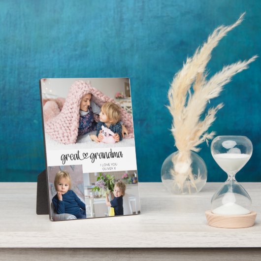 Great Oma 3 Foto Niedlich Herztypografie Fotoplatte (Seite)