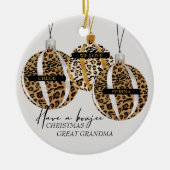 Great Oma Foto Leopard Print Boujee Weihnachten Keramik Ornament (Vorne)