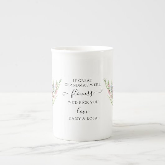 Great Oma Gedicht Hübsche Wildblume Bouquet Porzellantasse (Vorderseite)