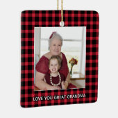 Great Oma Weihnachts-Foto Red Buffalo Kariert Keramikornament (Rechts)