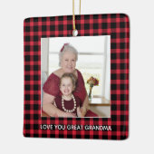 Great Oma Weihnachts-Foto Red Buffalo Kariert Keramikornament (Links)
