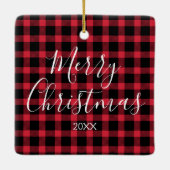 Great Oma Weihnachts-Foto Red Buffalo Kariert Keramikornament (Rückseite)