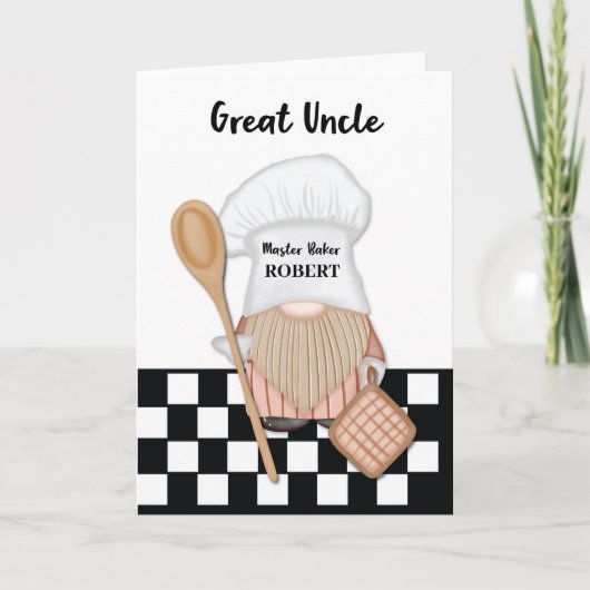 Great Onkel Birthday Whimsical Gnome Baker Backen Karte (Vorderseite)
