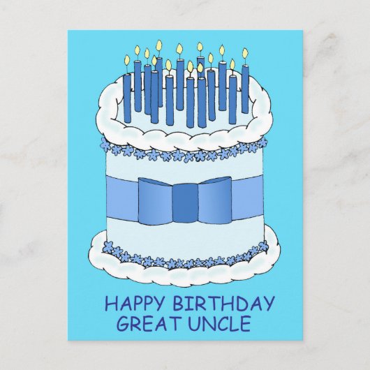 Great Onkel Happy Birthday Cake und Kerzen Postkarte (Vorderseite)