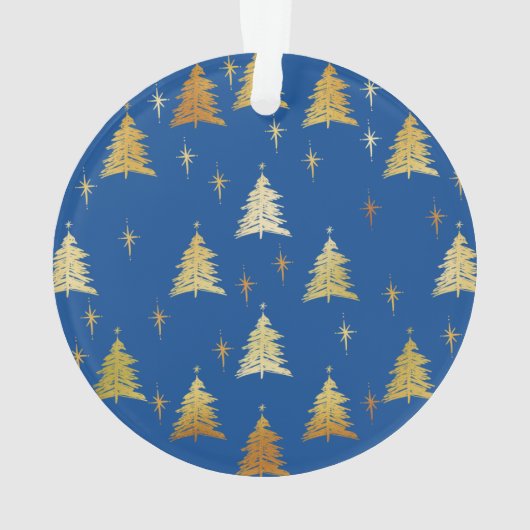 Great Opa Blue and Gold Christmas Trees Foto Ornament (Rückseite)