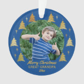 Great Opa Blue and Gold Christmas Trees Foto Ornament (Vorderseite)