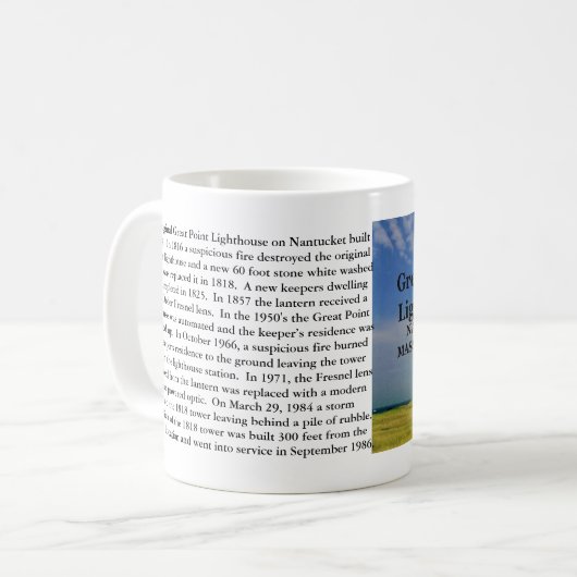 Great Point Lighthouse, Nantucket MA Tasse (Vorderseite Links)