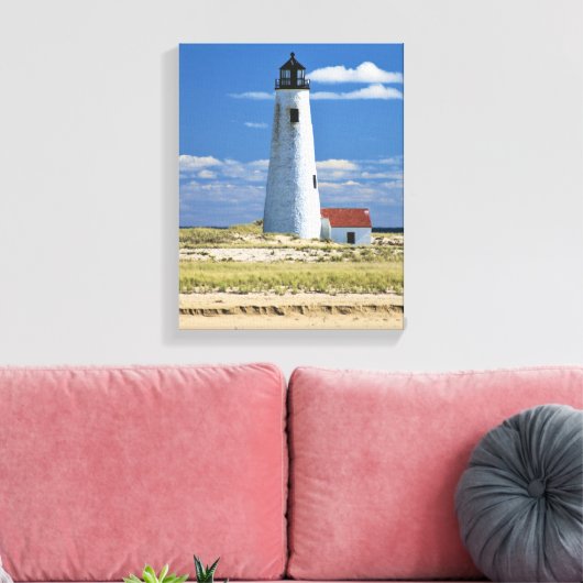 Great Point Lighthouse Nantucket MA Wrapped Canvas Leinwanddruck (Insitu (Wohnzimmer))