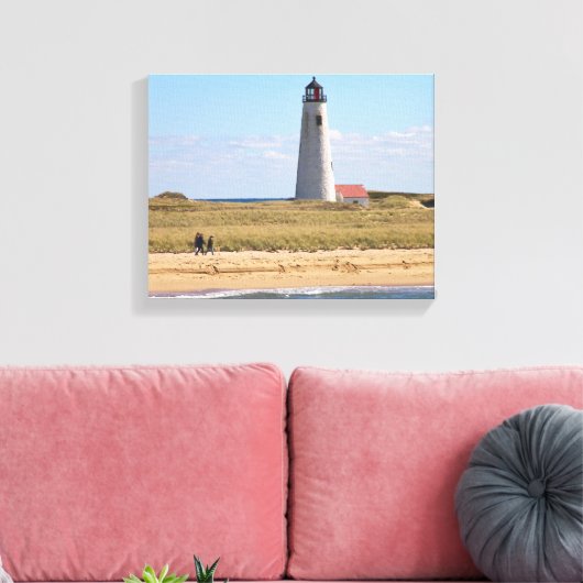 Great Point Lighthouse Nantucket MA Wrapped Canvas Leinwanddruck (Insitu (Wohnzimmer))