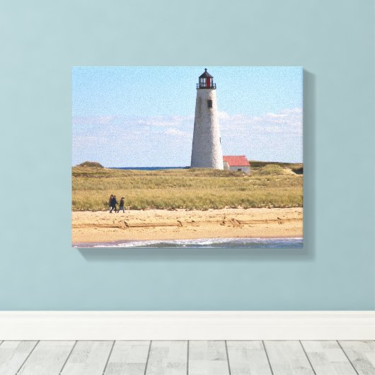 Great Point Lighthouse Nantucket MA Wrapped Canvas Leinwanddruck (Insitu (Holzboden))