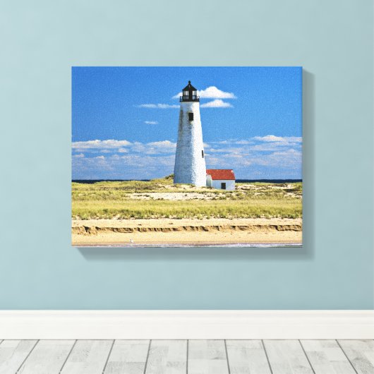 Great Point Lighthouse Nantucket MA Wrapped Canvas Leinwanddruck (Insitu (Holzboden))