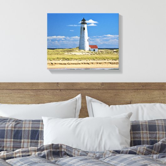 Great Point Lighthouse Nantucket MA Wrapped Canvas Leinwanddruck (Insitu (Schlafzimmer))