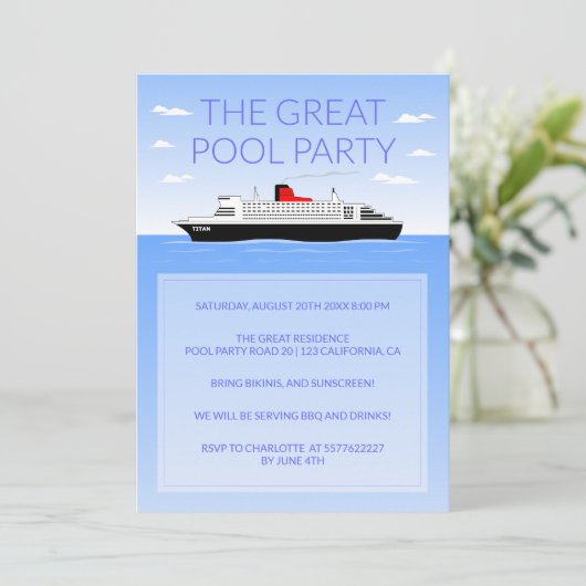 Great Pool Party Einladung (Stehend Vorderseite)