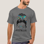 Great Postlife Mama Leopard Messy Bun Mütter Da T-Shirt (Vorderseite)