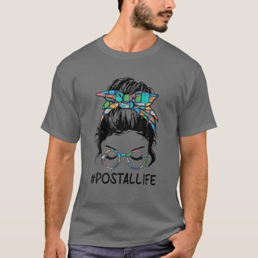 Great Postlife Mama Leopard Messy Bun Mütter Da T-Shirt (Vorderseite)