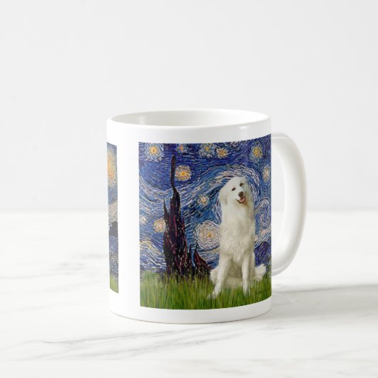 Great Pyrenäen 3 - Starry Night Kaffeetasse (VorderseiteRechts)