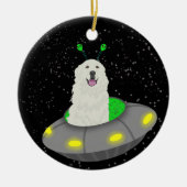 Great Pyrenäen Alien UFO Keramik Ornament (Vorne)