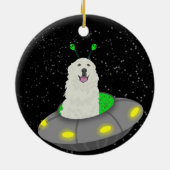 Great Pyrenäen Alien UFO Keramik Ornament (Hinten)