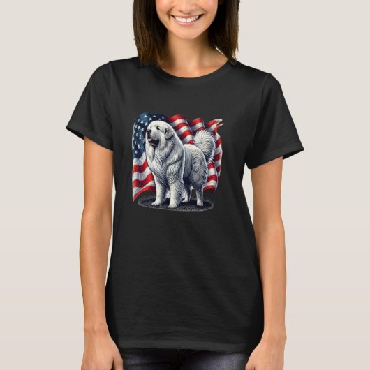 Great Pyrenäen American Flag T - Shirt (Vorderseite)