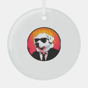 Great Pyrenäen Dog Businessman Ornament Aus Glas