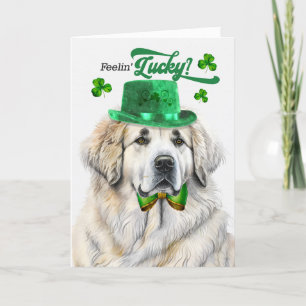 Great Pyrenäen Dog Feelin' Lucky St Patrick's Day Feiertagskarte