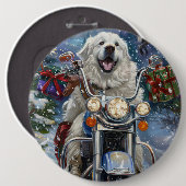 Great Pyrenäen Dog Riding Motorrad Weihnachten Button (Vorne & Hinten)