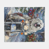 Great Pyrenäen Dog Riding Motorrad Weihnachten Fleecedecke (Vorderseite (Horizontal))