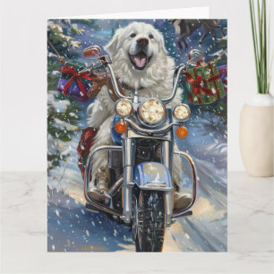 Great Pyrenäen Dog Riding Motorrad Weihnachten Karte