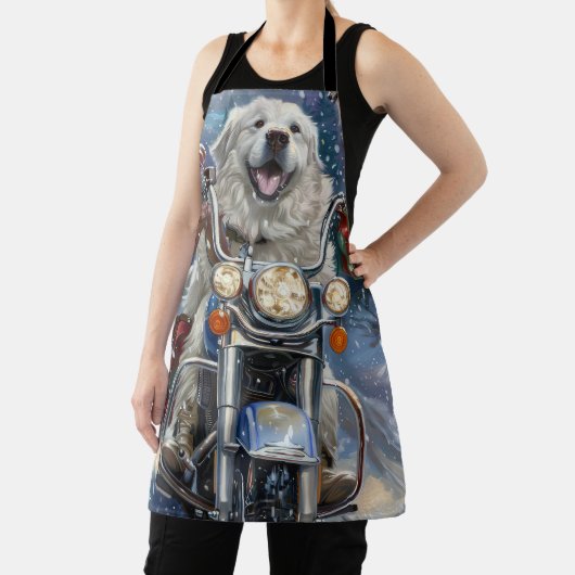 Great Pyrenäen Dog Riding Motorrad Weihnachten Schürze (InSitu)