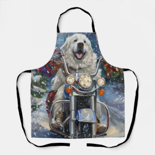 Great Pyrenäen Dog Riding Motorrad Weihnachten Schürze