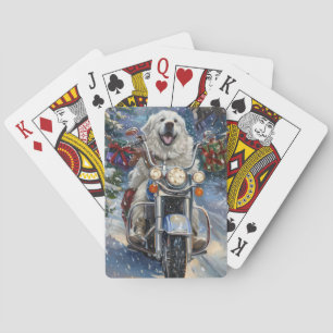 Great Pyrenäen Dog Riding Motorrad Weihnachten Spielkarten