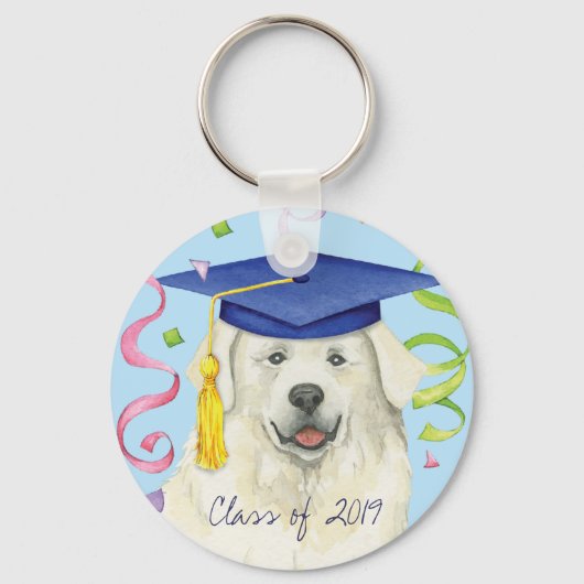 Great Pyrenäen Graduate Schlüsselanhänger (Vorderseite)
