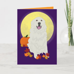 Great Pyrenäen Halloween Herbst Karte