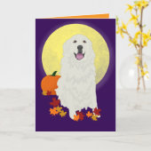 Great Pyrenäen Halloween Herbst Karte (Gelbe Blume)