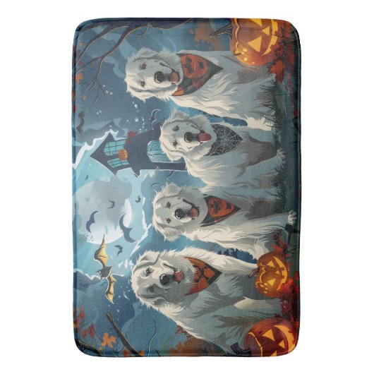Great Pyrenäen Halloween Spooky Badematte (Vorderseite Vertikal)
