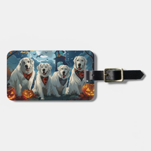 Great Pyrenäen Halloween Spooky Gepäckanhänger (Vorderseite horizontal)