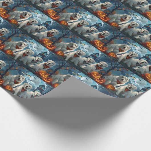 Great Pyrenäen Halloween Spooky Geschenkpapier (Ecke)