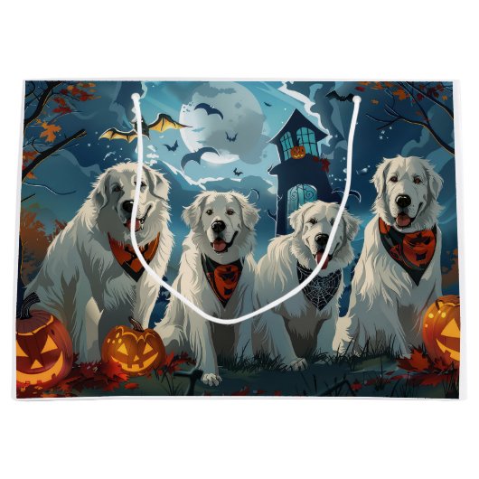 Great Pyrenäen Halloween Spooky Große Geschenktüte (Vorderseite)