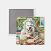 Great Pyrenäen Holiday Baker: Feierliche Weihnacht Magnet (Vorderseite/Rückseite)