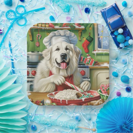 Great Pyrenäen Holiday Baker: Feierliche Weihnacht Pappteller (Party)