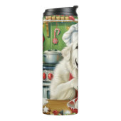 Great Pyrenäen Holiday Baker: Feierliche Weihnacht Thermosbecher (Nach links gedreht)