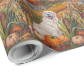 Great Pyrenäen Hund Herbst Ernte Erntedank Geschenkpapier (Rolleneckpunkt)