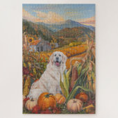 Great Pyrenäen Hund Herbst Ernte Erntedank Puzzle (Vertikal)