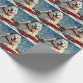 Great Pyrenäen Hund in Sledge Let it Snow Weihnach Geschenkpapier (Ecke)