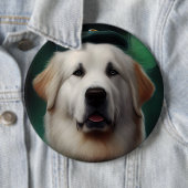 Great Pyrenäen Hund in St. Patrick's Day Dress Button (Beispiel)