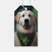 Great Pyrenäen Hund in St. Patrick's Day Dress Geschenkanhänger (Rückseite)