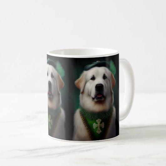 Great Pyrenäen Hund in St. Patrick's Day Dress Kaffeetasse (VorderseiteRechts)