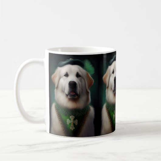 Great Pyrenäen Hund in St. Patrick's Day Dress Kaffeetasse (Links)