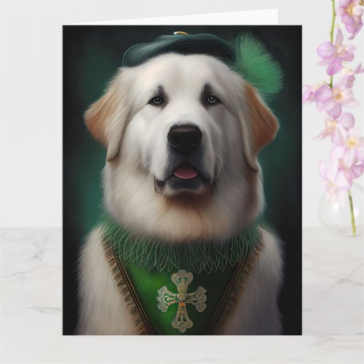 Great Pyrenäen Hund in St. Patrick's Day Dress Karte (Orchidee)